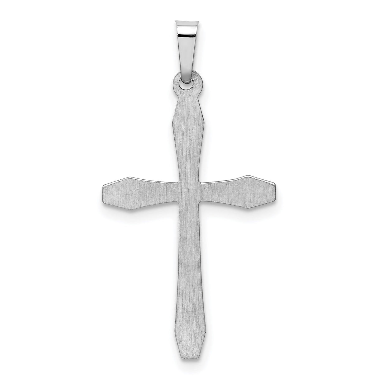 14k White Gold Cross Pendant, Polished Beveled Christian Symbol for Women or Unisex Wear