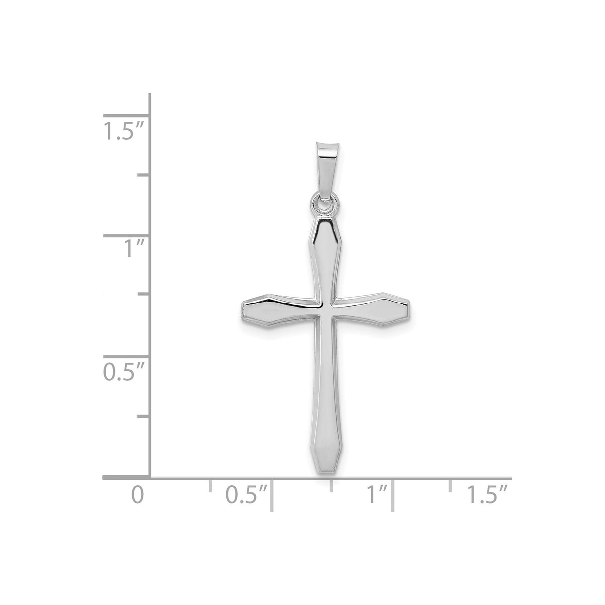 14k White Gold Cross Pendant, Polished Beveled Christian Symbol for Women or Unisex Wear