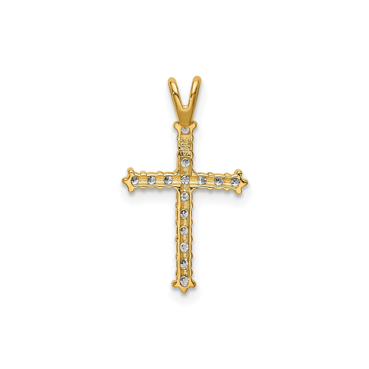 14k Yellow Gold Cross Pendant with Cubic Zirconia, Christian Faith Jewelry for Women