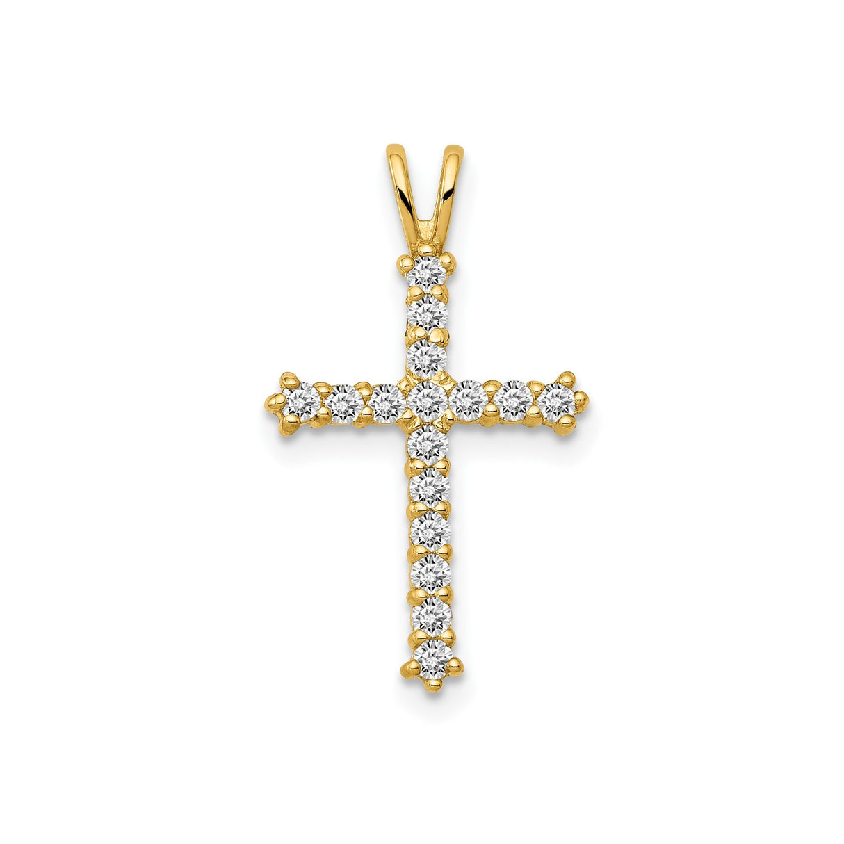 14k Yellow Gold Cross Pendant with Cubic Zirconia, Christian Faith Jewelry for Women