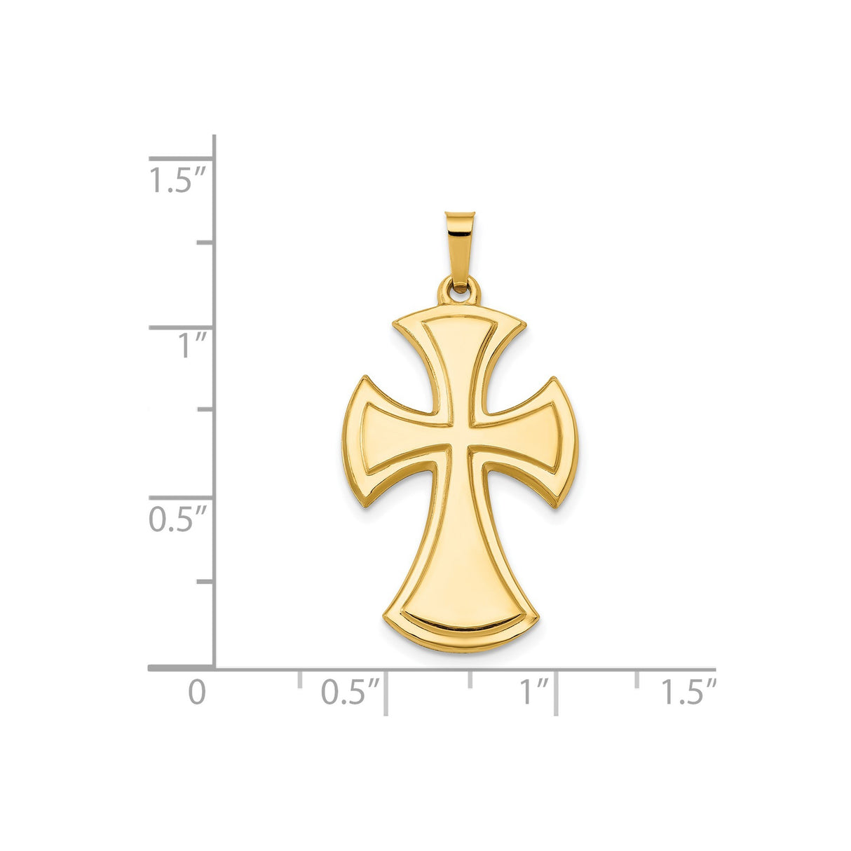14k Yellow Gold Cross Pendant with Flared Crusader Design, Christian Religious Jewelry for Men and Women
