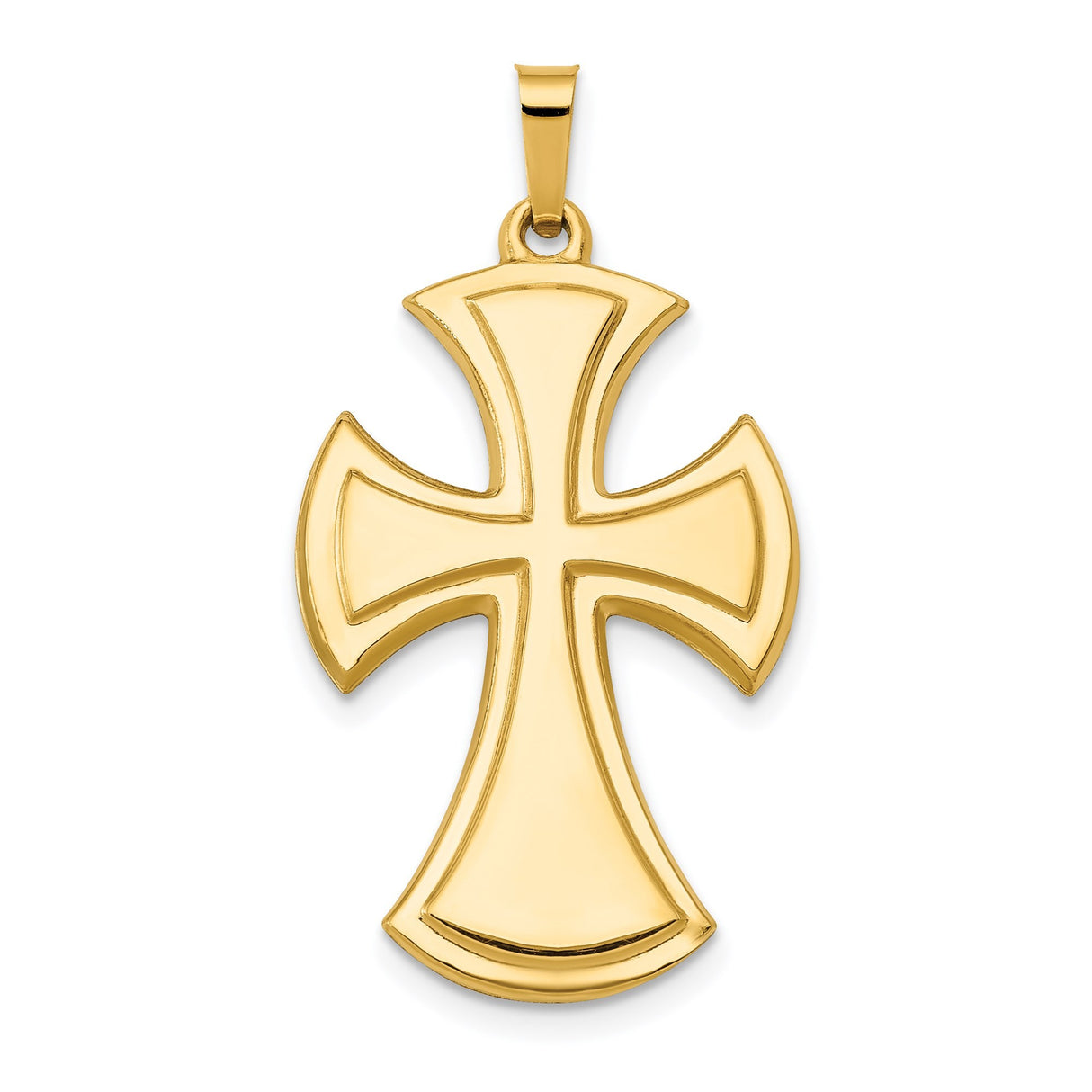 14k Yellow Gold Cross Pendant with Flared Crusader Design, Christian Religious Jewelry for Men and Women