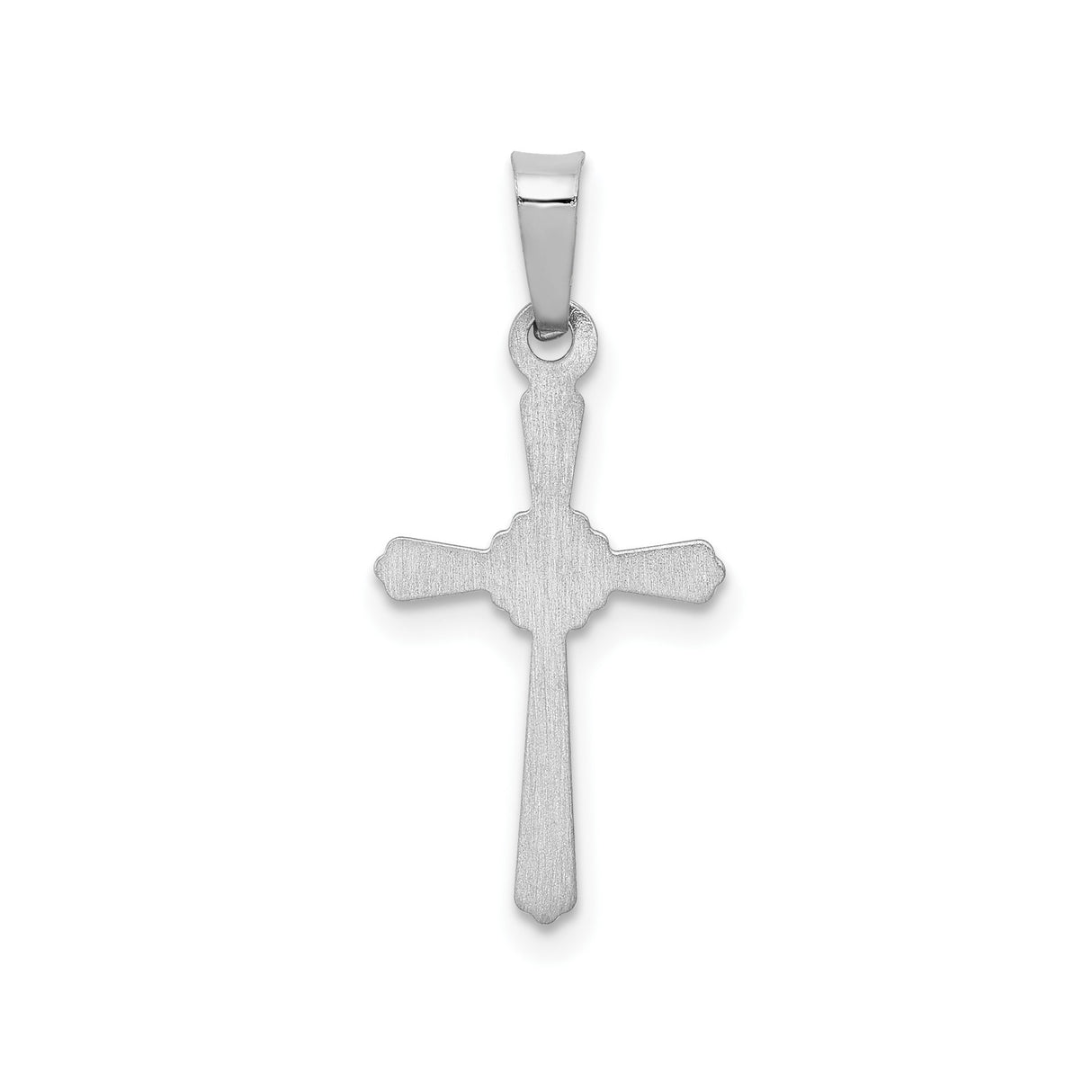 14k White Gold Flared Cross Pendant with Decorative Center, Christian Faith Jewelry