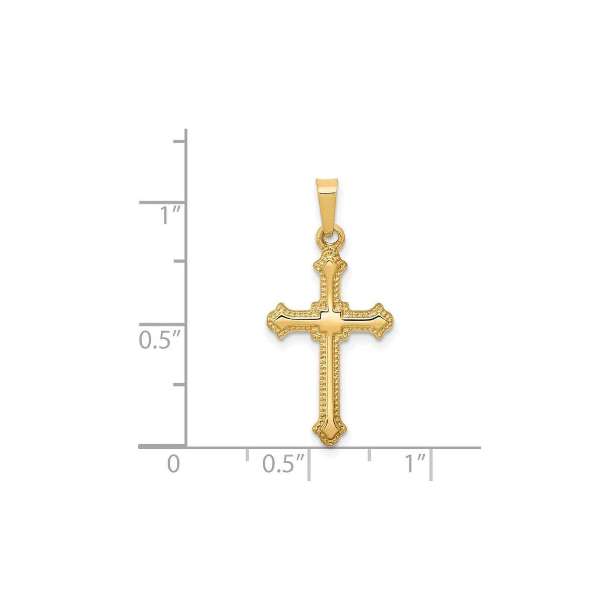 14k Yellow Gold Cross Pendant with Beveled Edge Design, Christian Religious Charm for Women or Unisex Wear