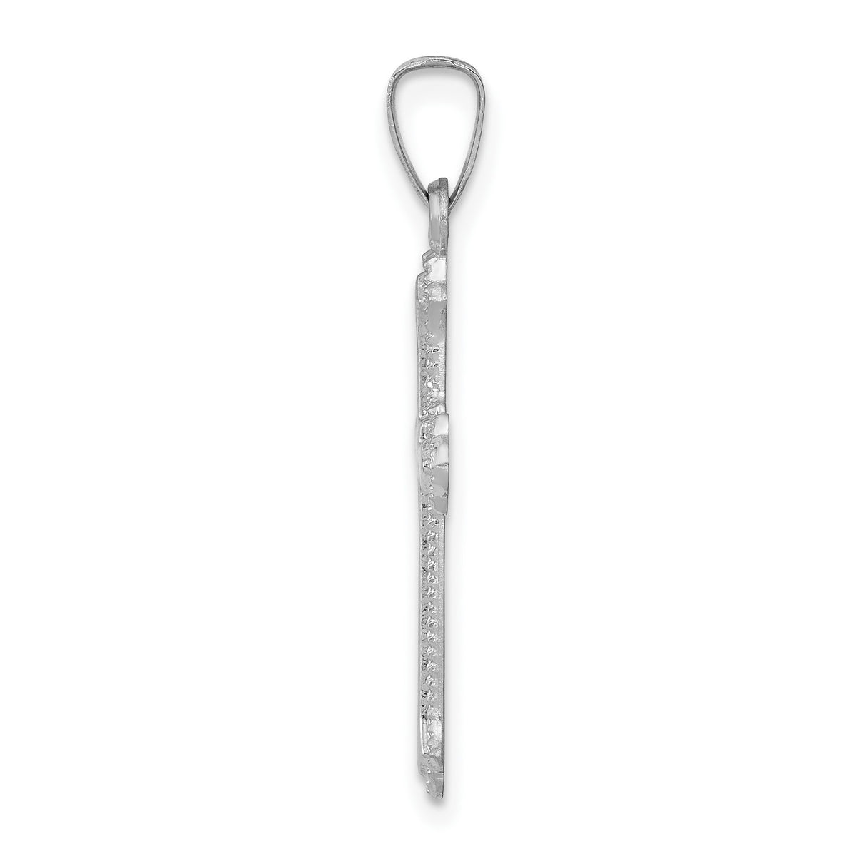 14k White Gold Cross Pendant with Filigree Fleur Detail, Christian Jewelry for Women