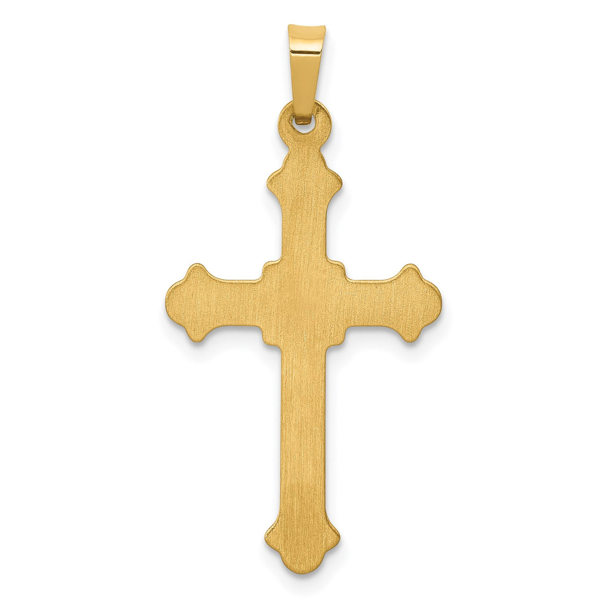 14k Yellow Gold Cross Pendant with Flared Tips, Ornate Textured Religious Charm for Women or Unisex