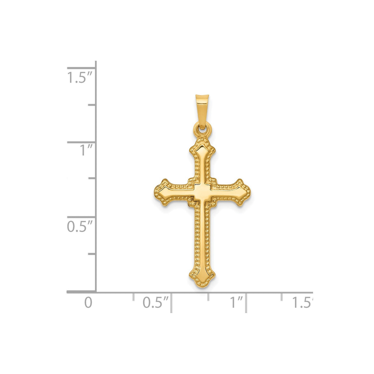 14k Yellow Gold Cross Pendant with Flared Tips, Ornate Textured Religious Charm for Women or Unisex