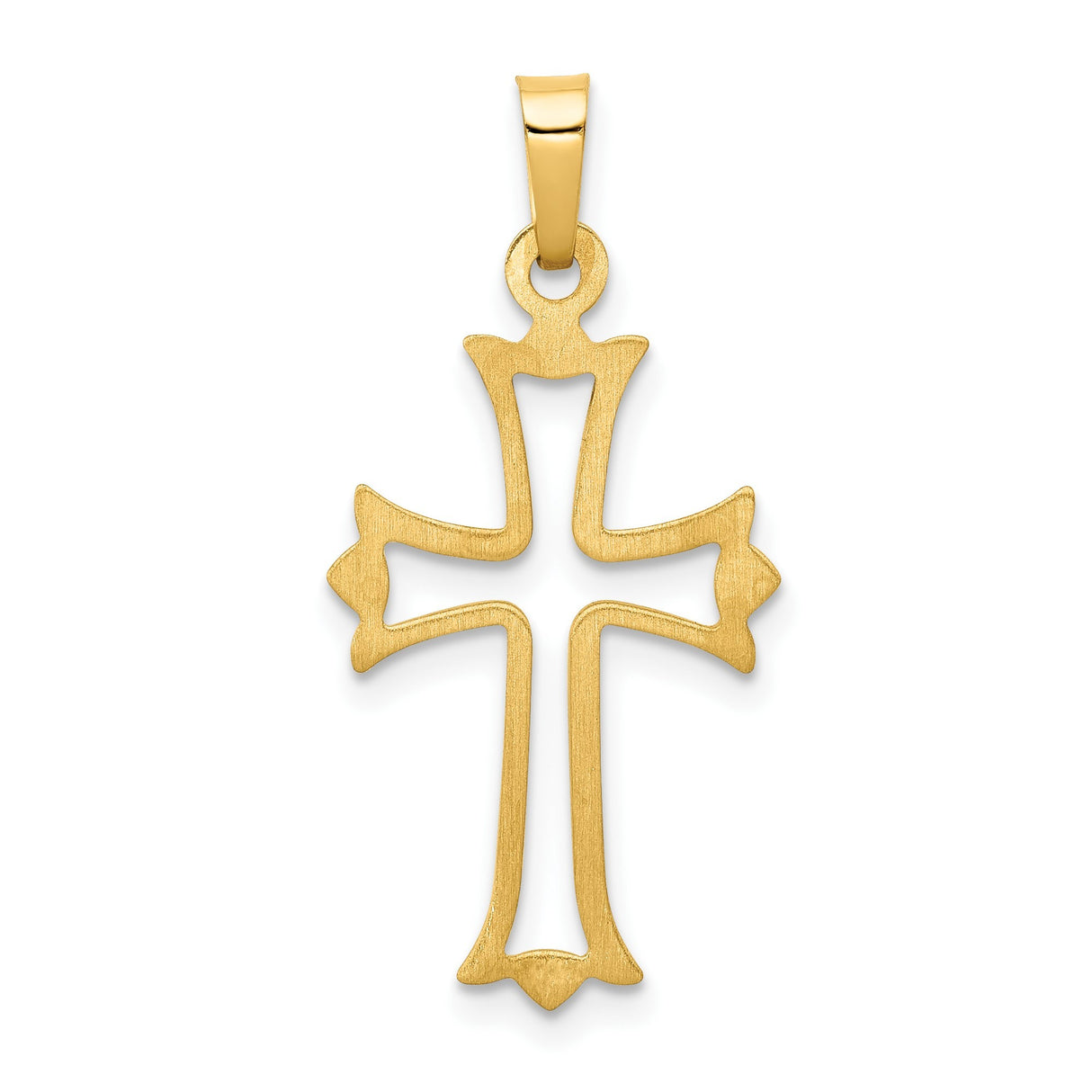 14k Yellow Gold Flared Cross Pendant with Open Cut Design, Christian Religious Jewelry