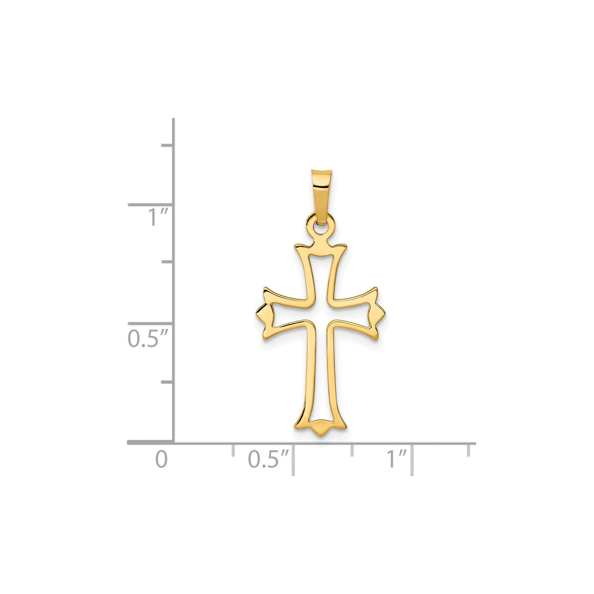 14k Yellow Gold Flared Cross Pendant with Open Cut Design, Christian Religious Jewelry