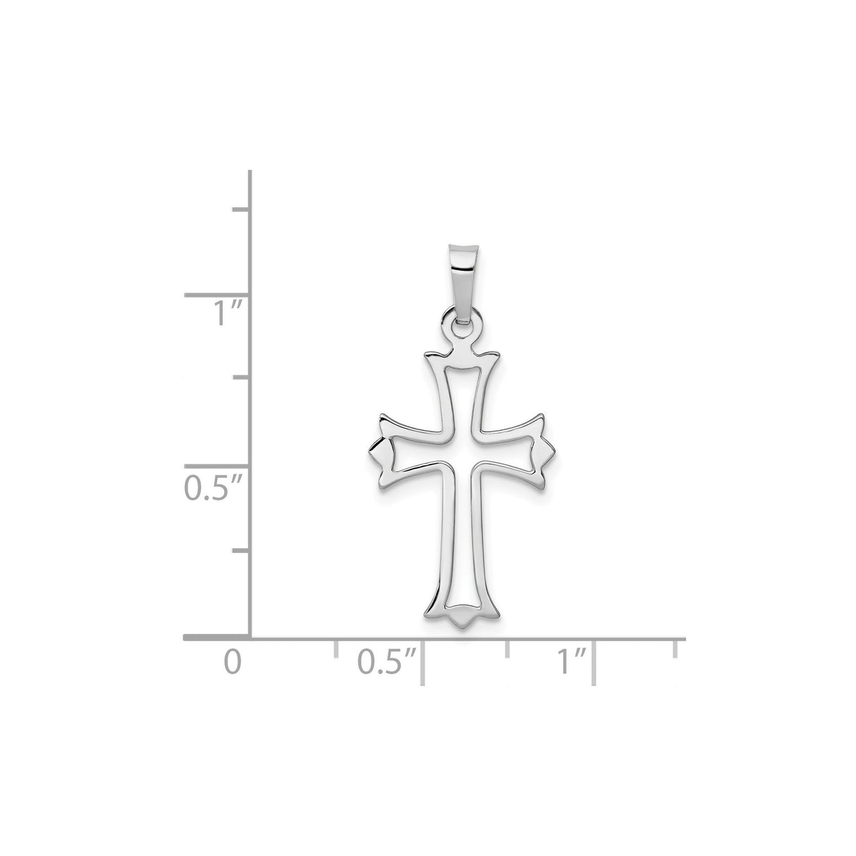 14k White Gold Cross Pendant, Openwork Flared Christian Charm for Women or Unisex Wear
