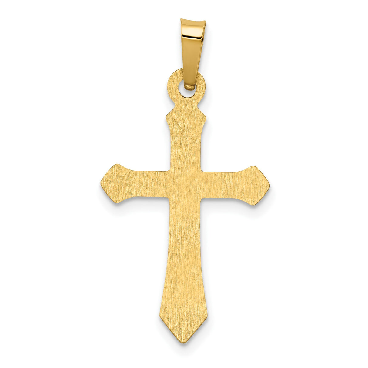 14k Yellow Gold Cross Pendant with Beveled Edge, Polished Christian Faith Charm