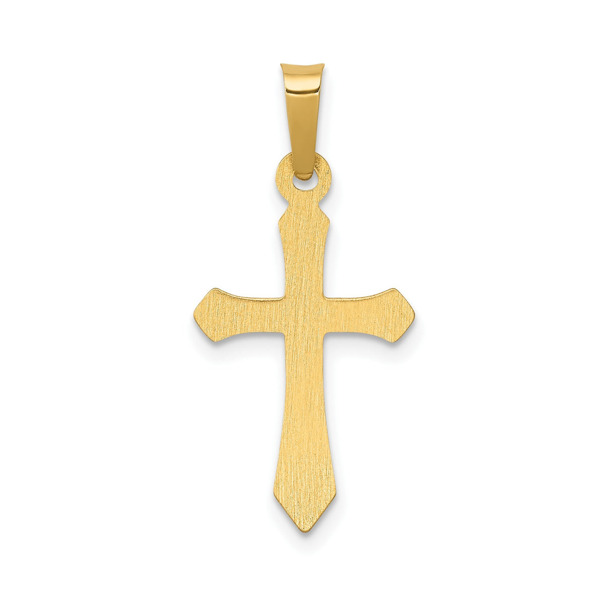 14k Yellow Gold Cross Pendant with Beveled Edges and Polished Finish for Men or Women