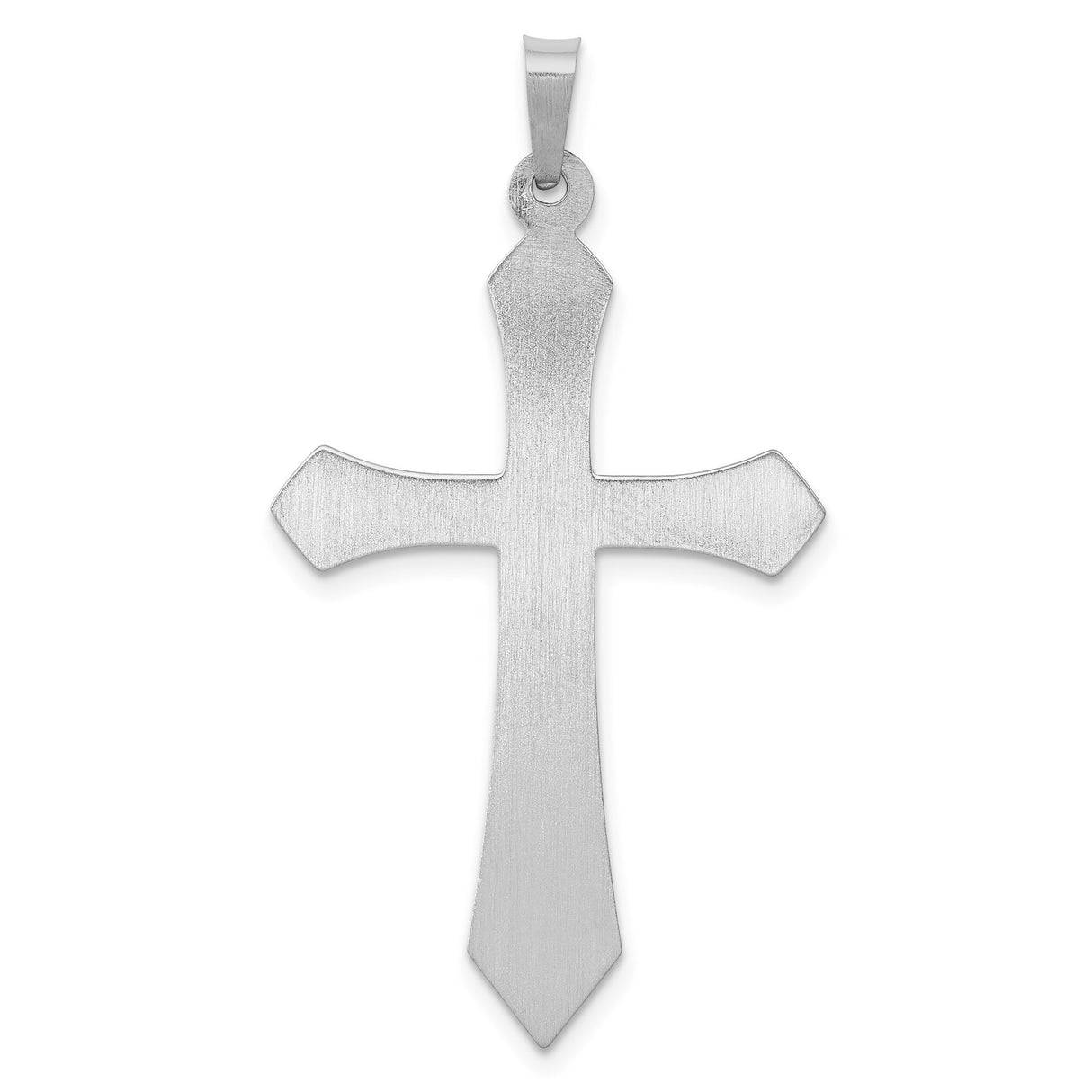 14k White Gold Cross Pendant with Beveled Edge Design, Modern Christian Jewelry for Men