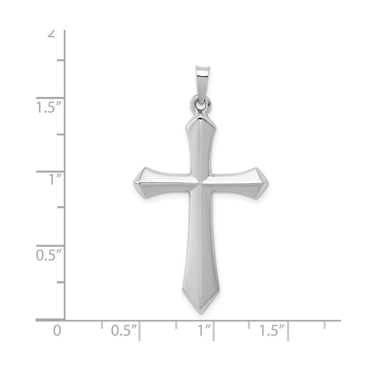 14k White Gold Cross Pendant with Beveled Edge Design, Modern Christian Jewelry for Men