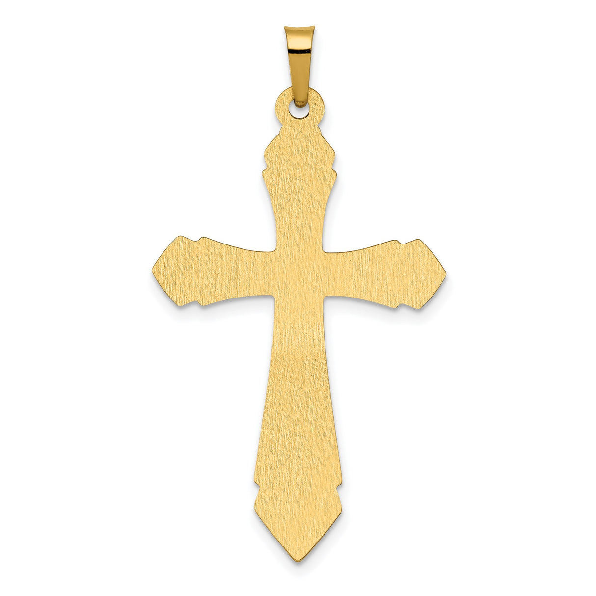 14k Yellow Gold Cross Pendant with Beveled Edge and Satin Finish for Men or Women