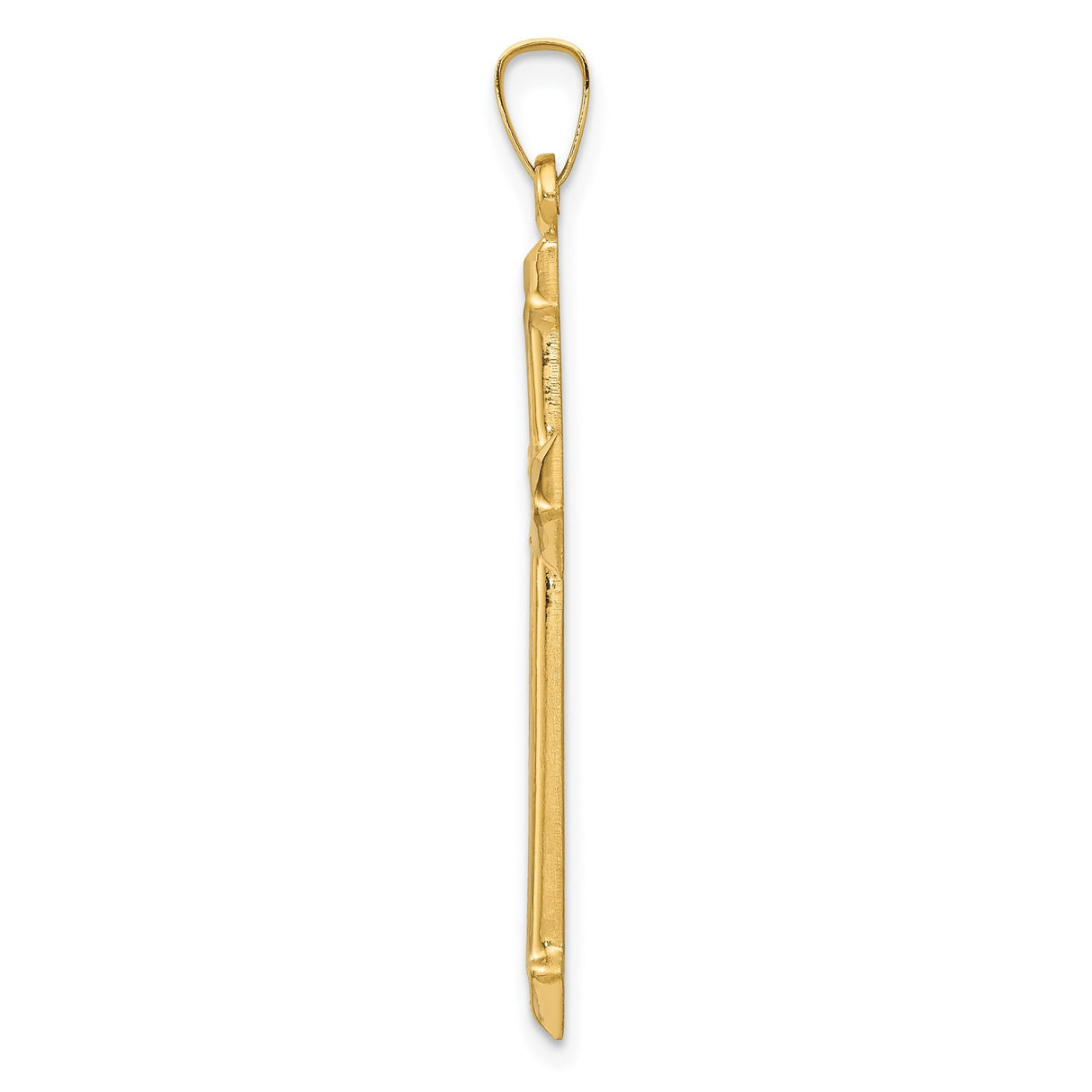 14k Multi-Tone Gold Cross Pendant with Textured Center and Pointed Tips
