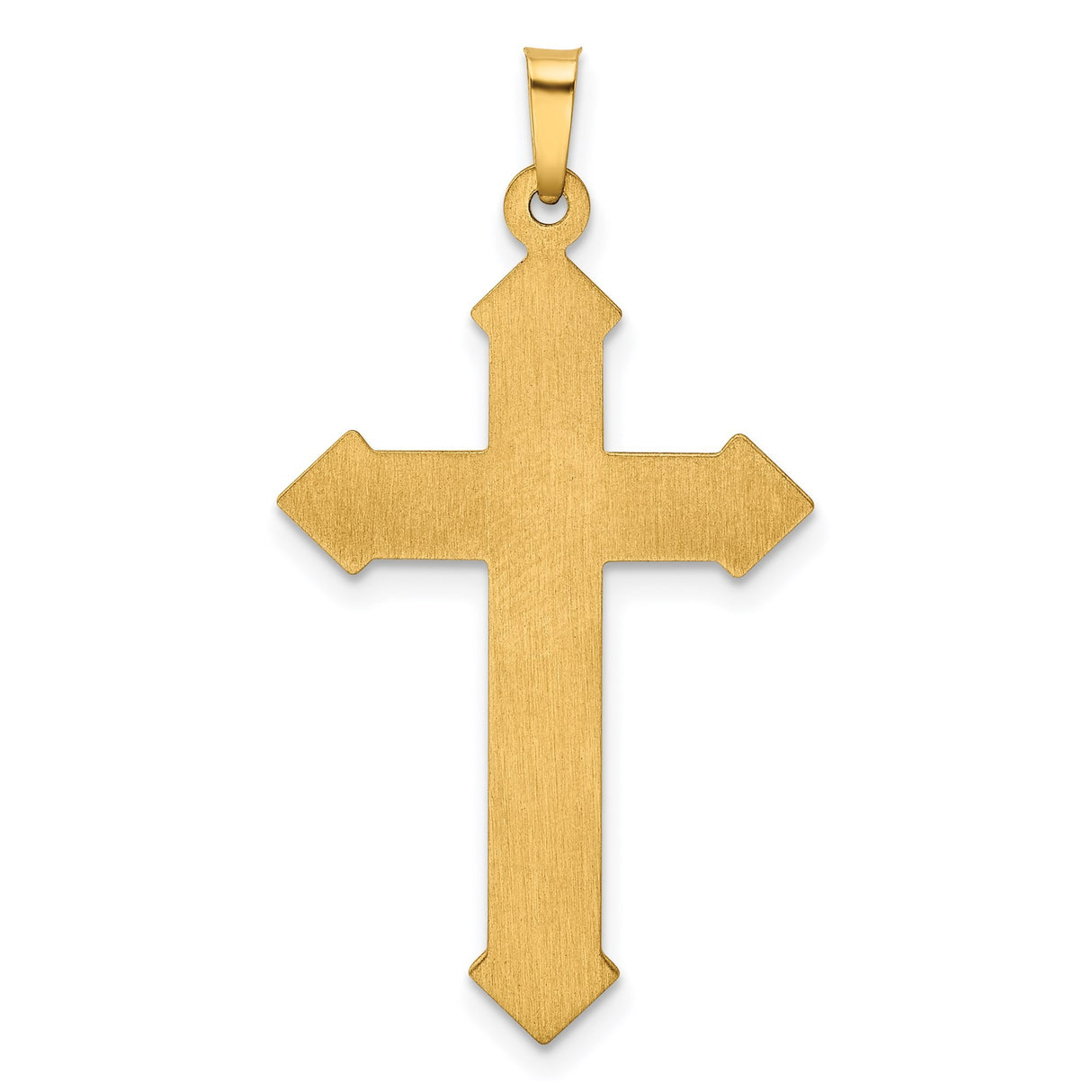 14k Multi-Tone Gold Cross Pendant with Textured Center and Pointed Tips