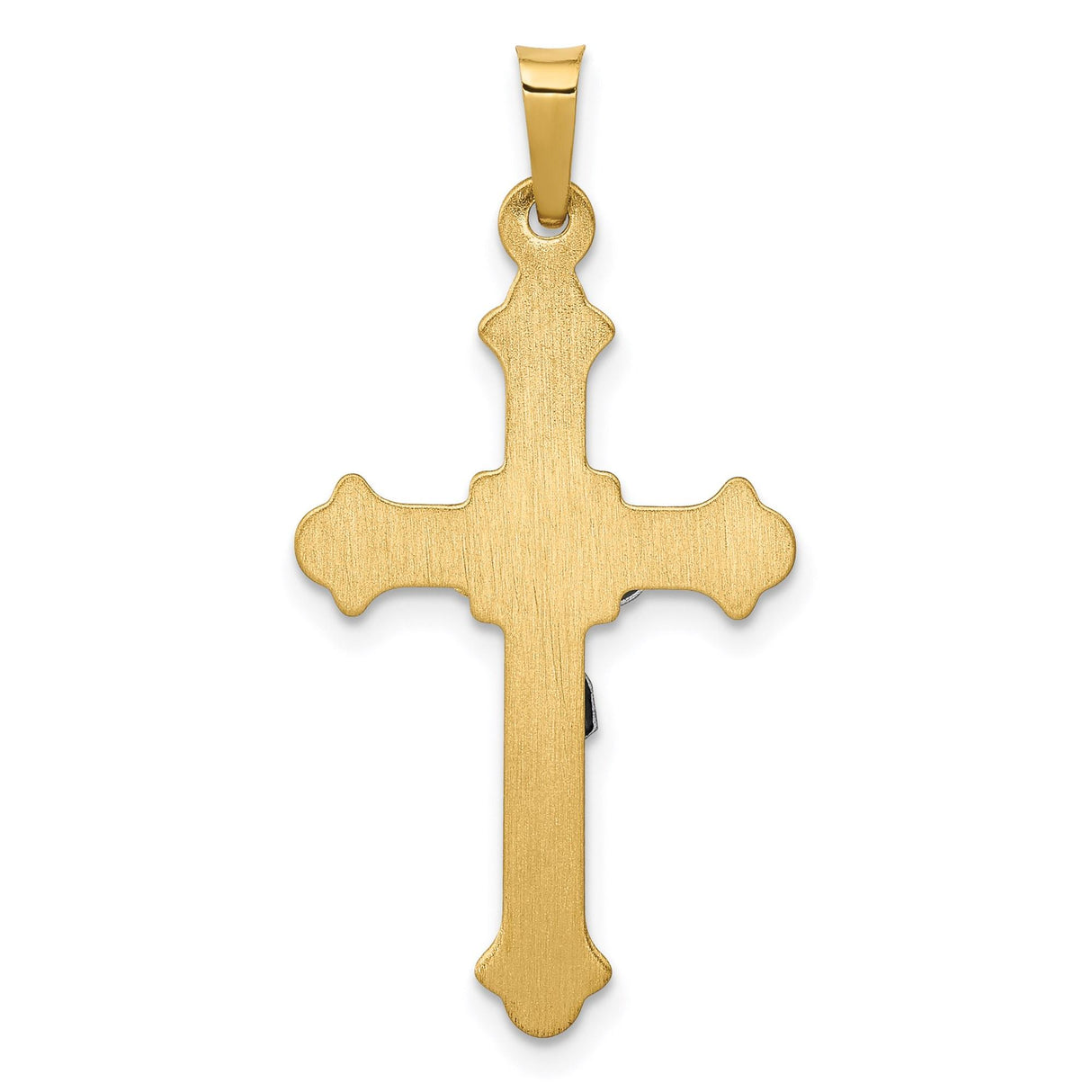 14k Multi-Tone Gold Crucifix Cross Pendant with INRI Plaque, Catholic Christian Religious Charm