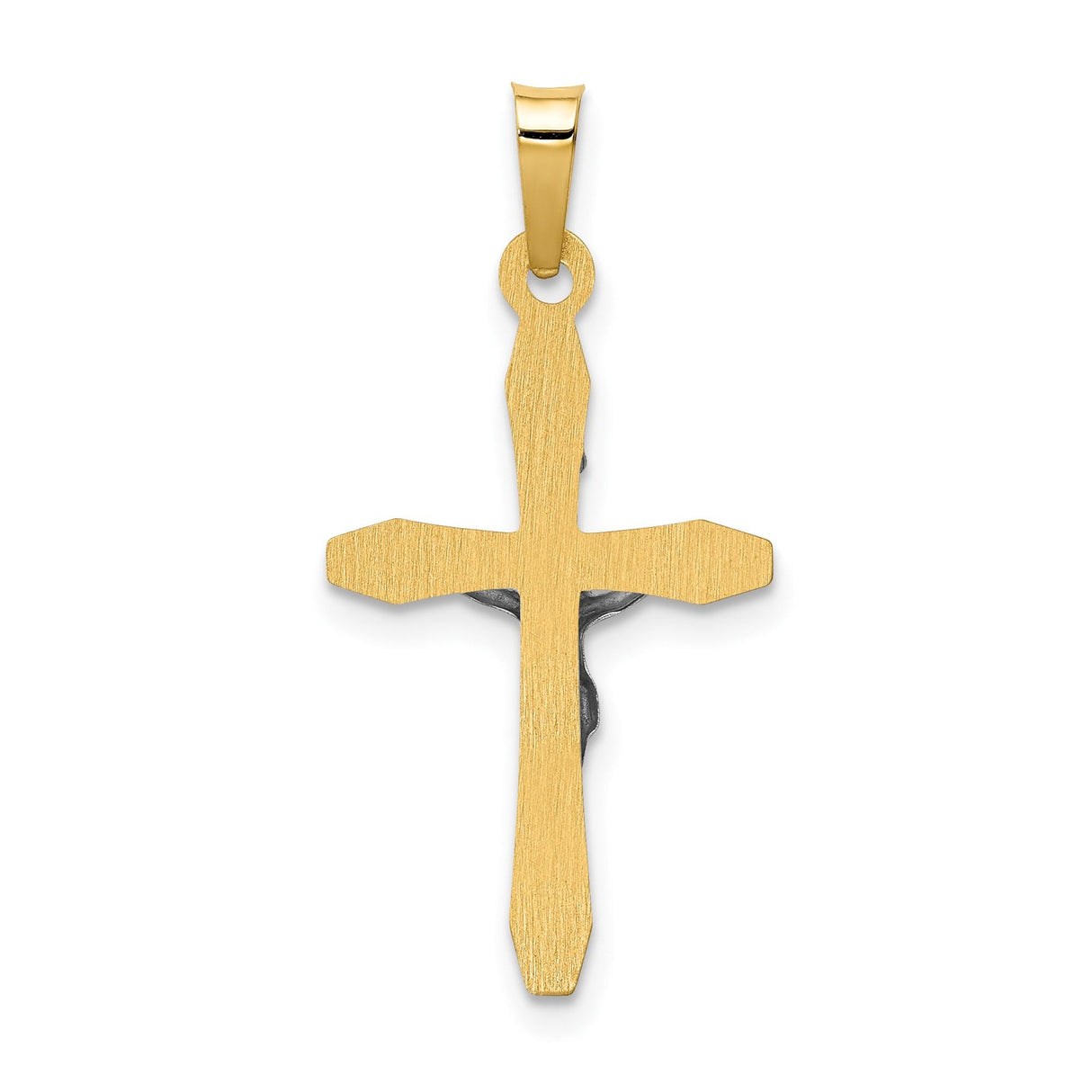 14k Two-Tone Gold Crucifix Pendant with INRI Latin Cross Design
