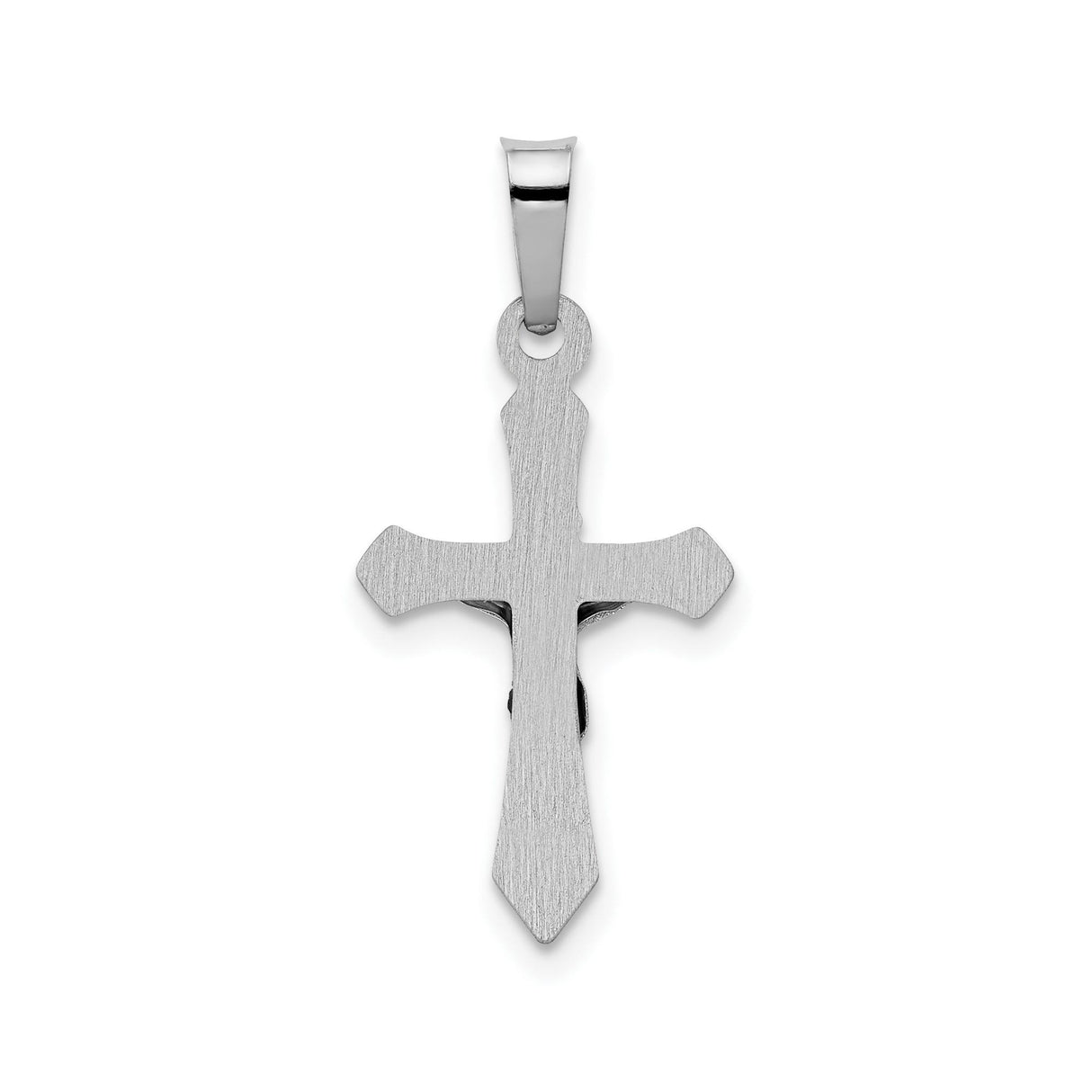 14k White Gold Crucifix Cross Pendant, Polished INRI Religious Charm for Men and Women