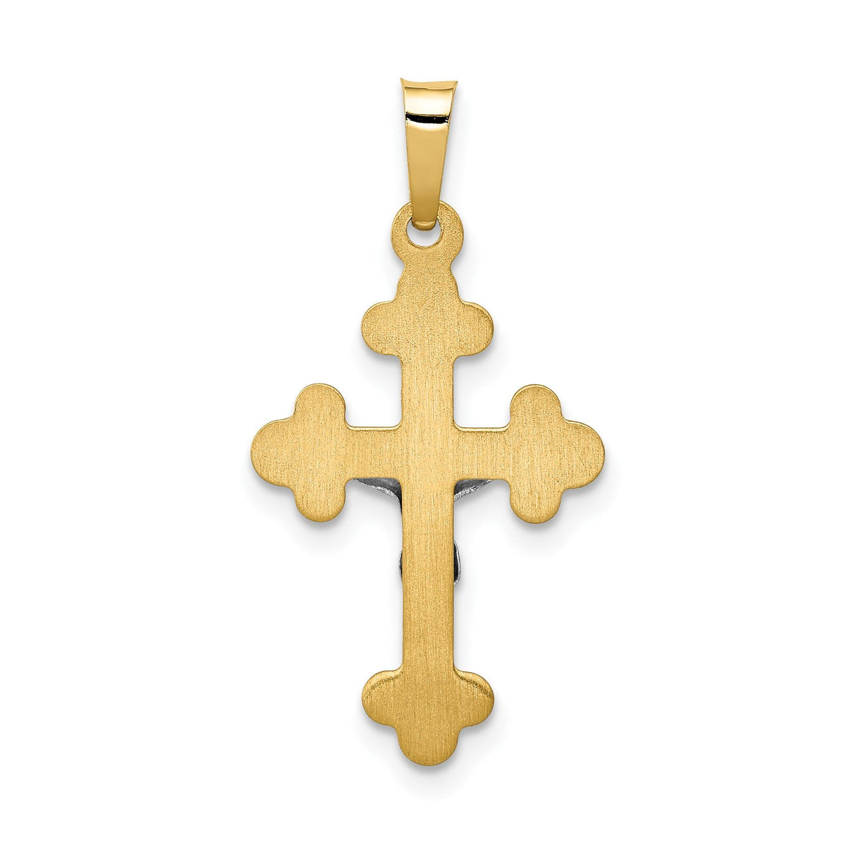 14k Two-Tone Gold Crucifix Cross Pendant with Polished INRI Christ Design
