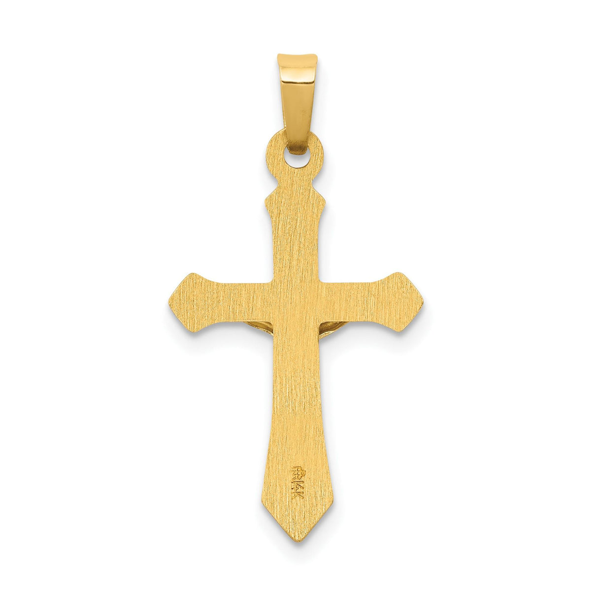 14k Multi-Tone Gold Crucifix Pendant, Polished INRI Passion Cross Christian Charm