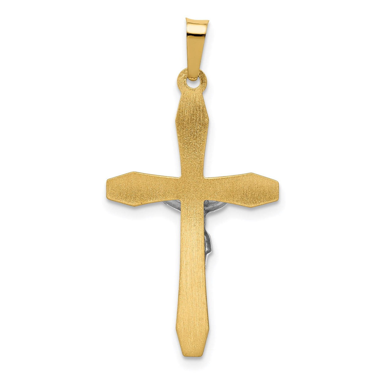 14k Multi-Tone Gold Crucifix Cross Pendant with INRI Jesus Figure Faith Symbol
