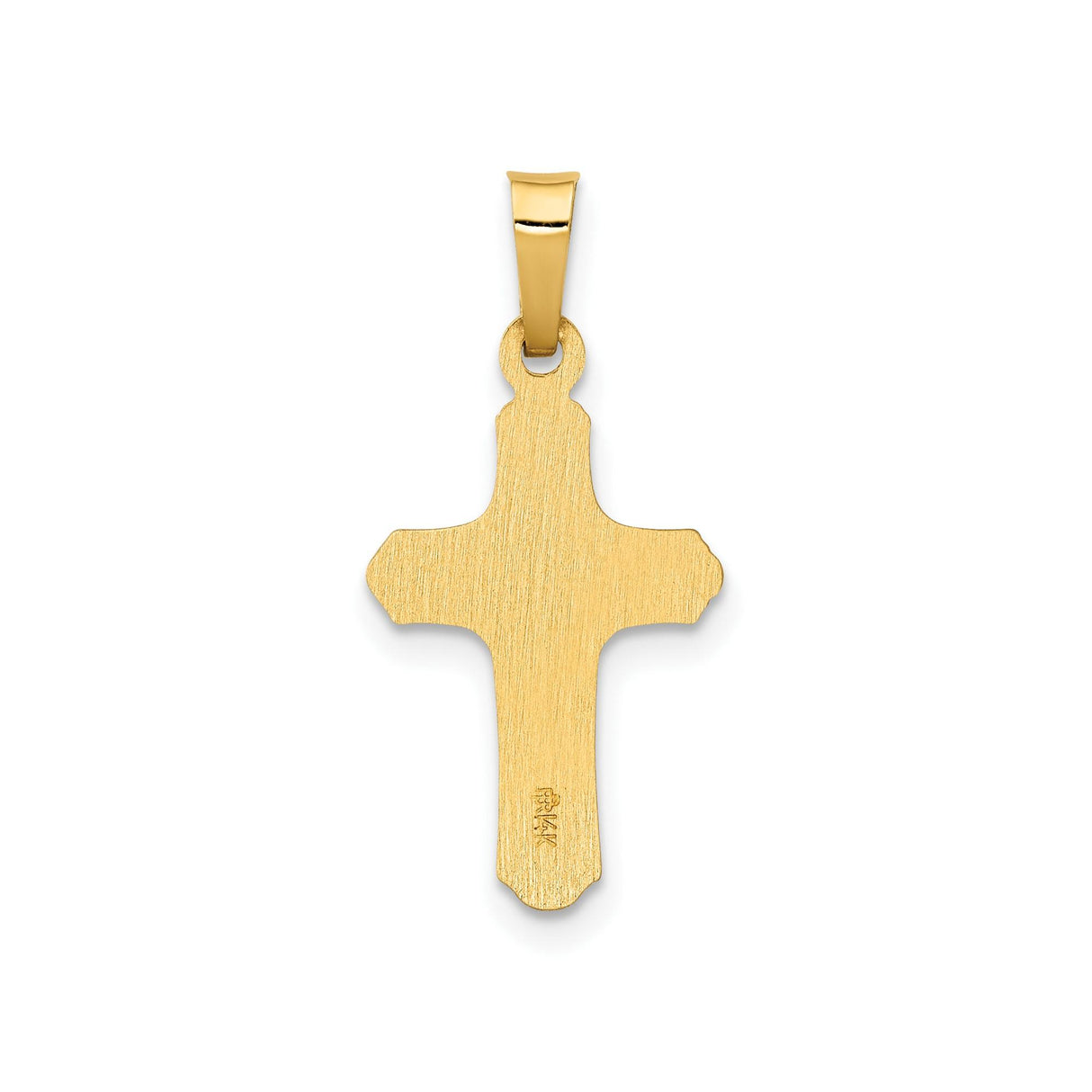 14k Two-Tone Gold Crucifix Cross Pendant with INRI Figure, Polished and Textured Finish