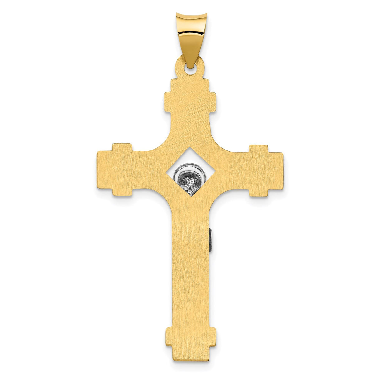 14k Multi-Tone Gold Crucifix INRI Pendant with Jesus Figure, Christian Religious Symbol