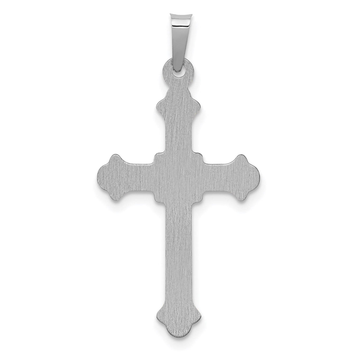 14k White Gold Patonce Crucifix Pendant with INRI Jesus Figure, Christian Religious Charm