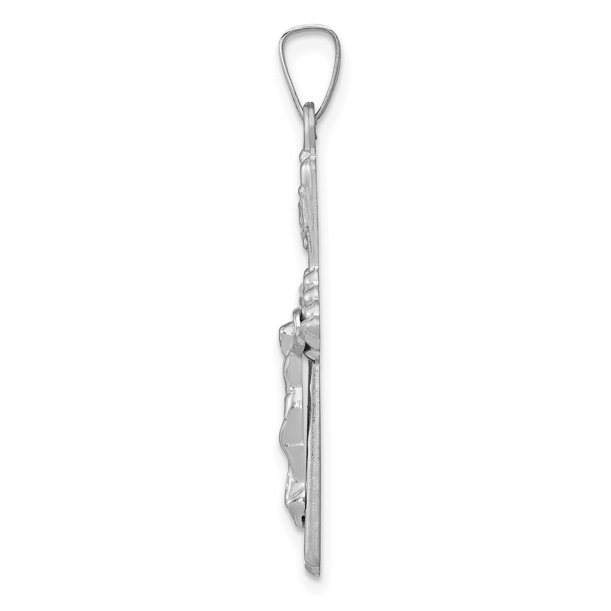 14k White Gold Crucifix Pendant with INRI Patonce Cross Detail for Men and Women