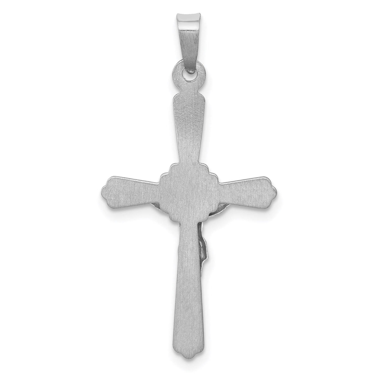 14k White Gold Crucifix Pendant with INRI Patonce Cross Detail for Men and Women
