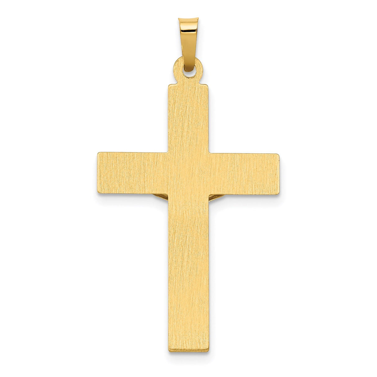14k Multi-Tone Gold Latin Crucifix Pendant, INRI Beveled Cross Jesus Charm for Men and Women