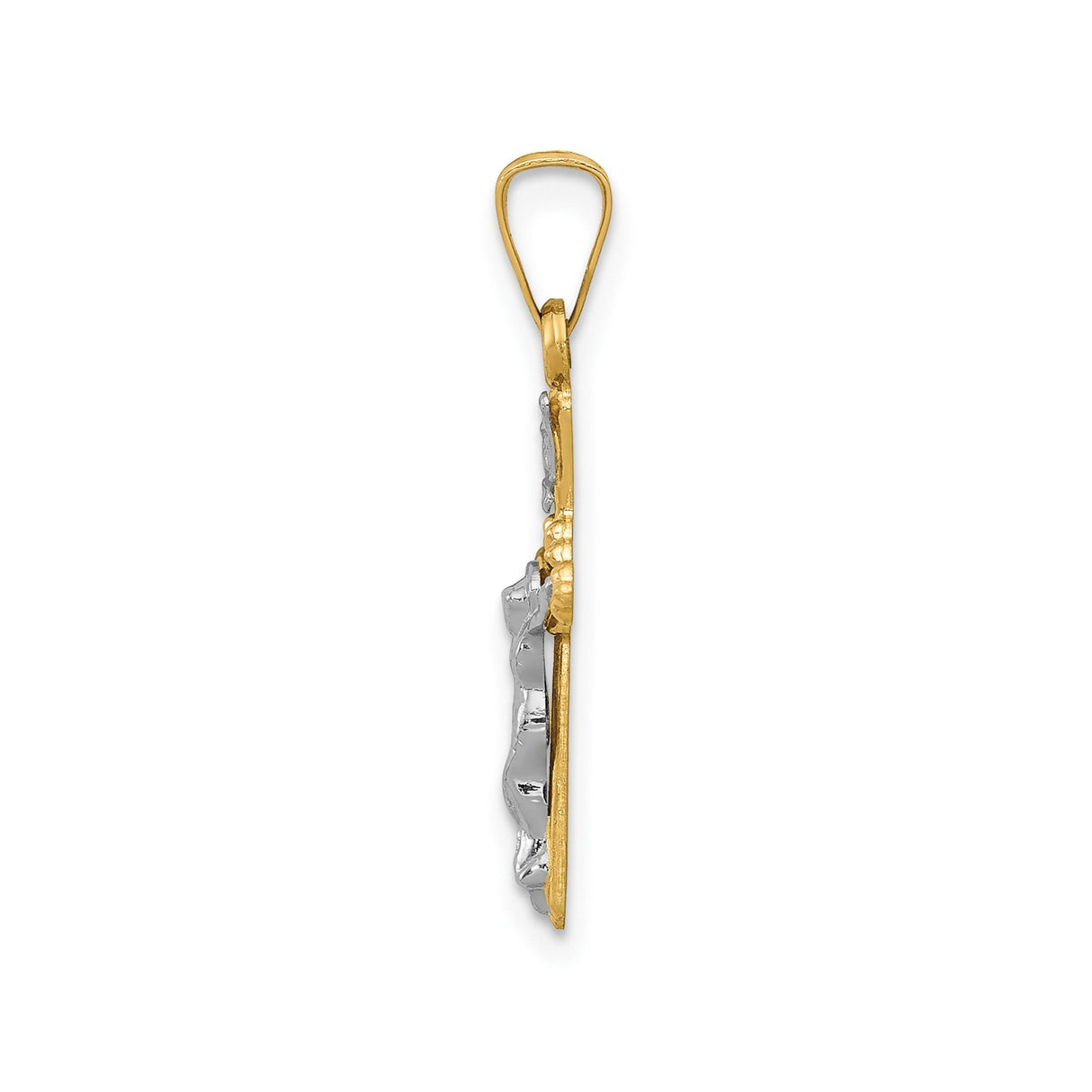 14k Two-Tone Gold Crucifix Cross Pendant, INRI Christian Religious Charm for Men and Women