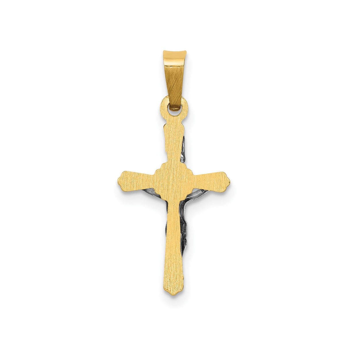 14k Two-Tone Gold Crucifix Cross Pendant, INRI Christian Religious Charm for Men and Women