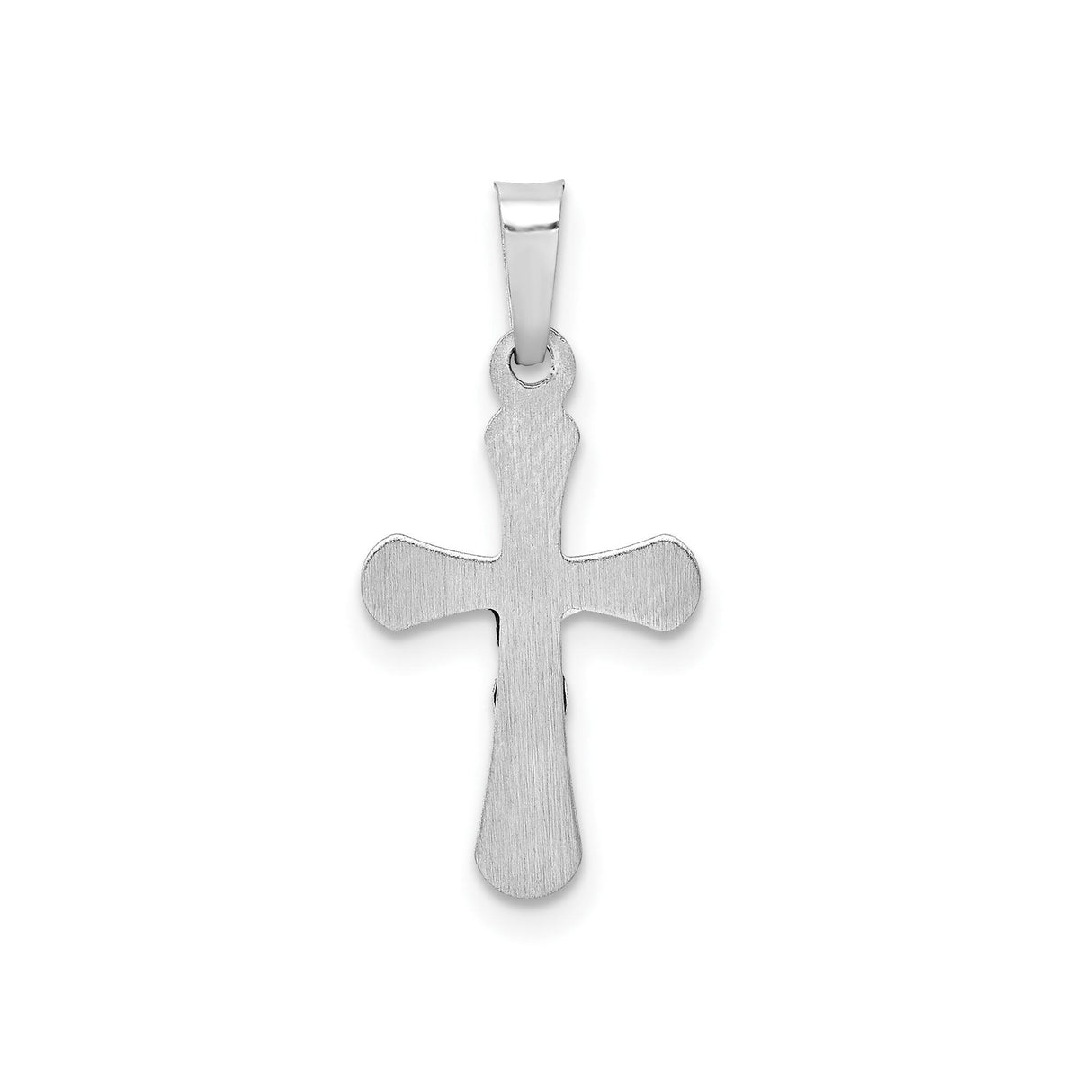 14k White Gold Crucifix Cross Pendant with INRI and Rounded Arms for Men and Women