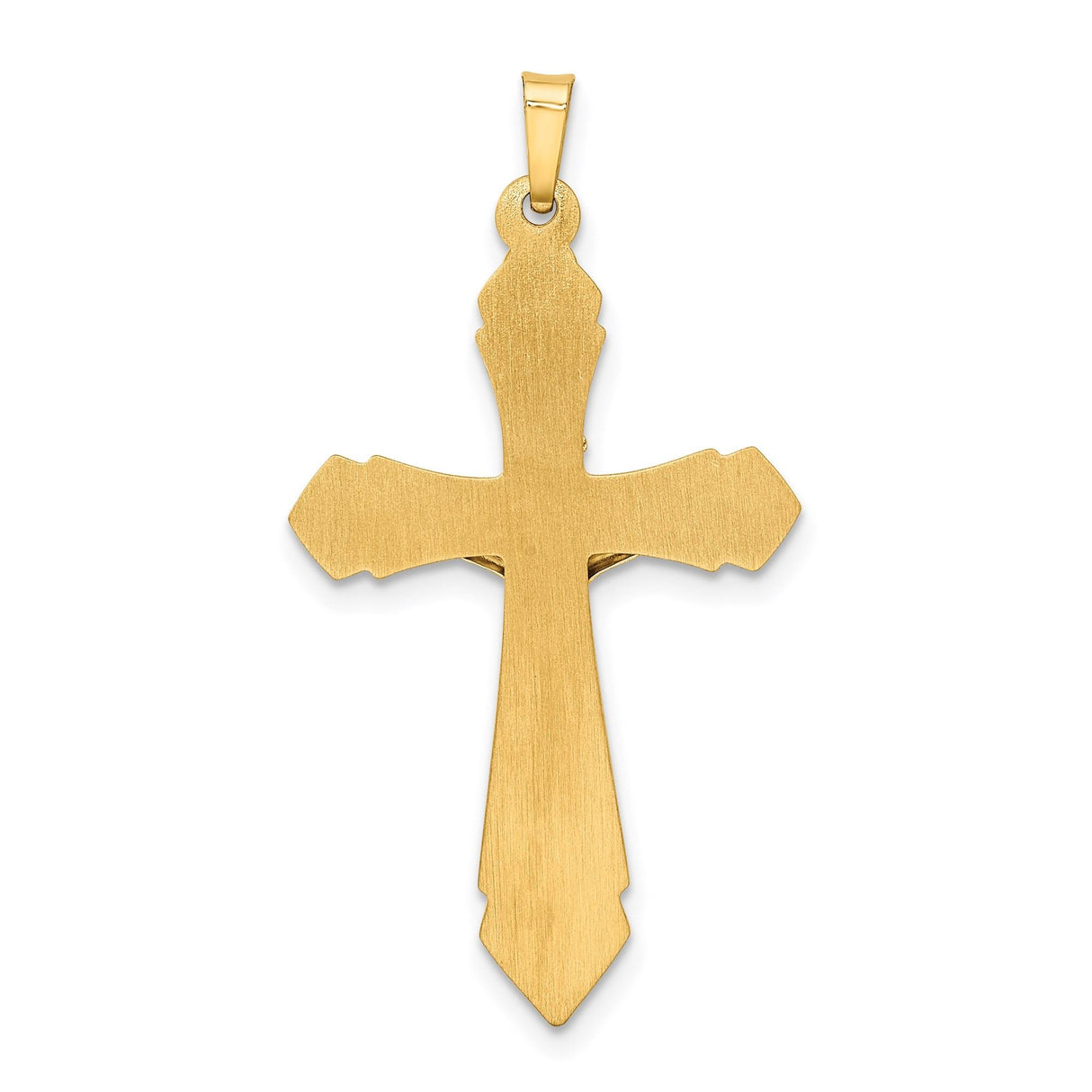14k Yellow and White Gold Crucifix Pendant with INRI and Christ Figure Religious Charm
