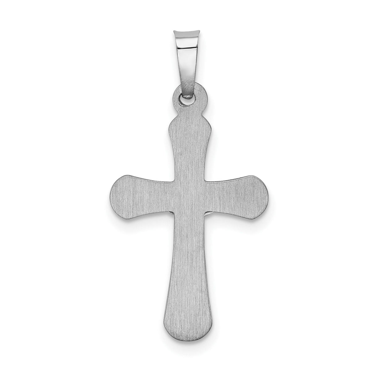 14k White Gold Latin Crucifix Pendant with Polished Rounded Edges and INRI Cross Charm