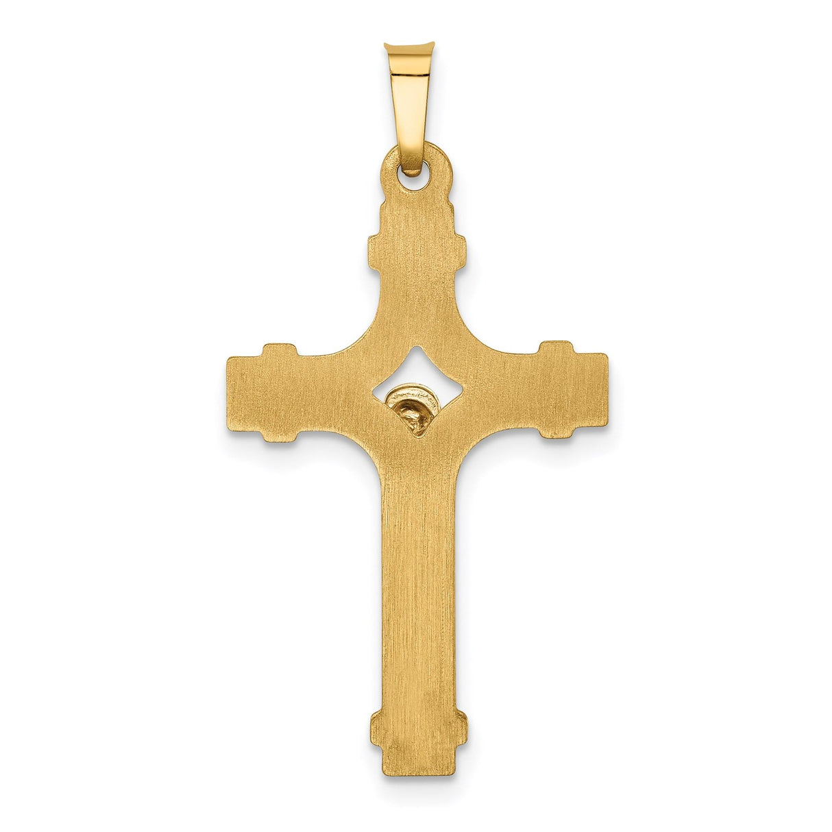 14k Two-Tone Gold Crucifix Pendant, Latin INRI Cross Charm with Jesus, Religious Jewelry for Men and Women