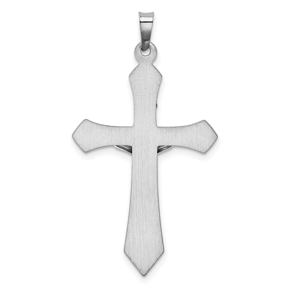 14k White Gold Crucifix Cross Pendant with Raised Jesus and INRI Design