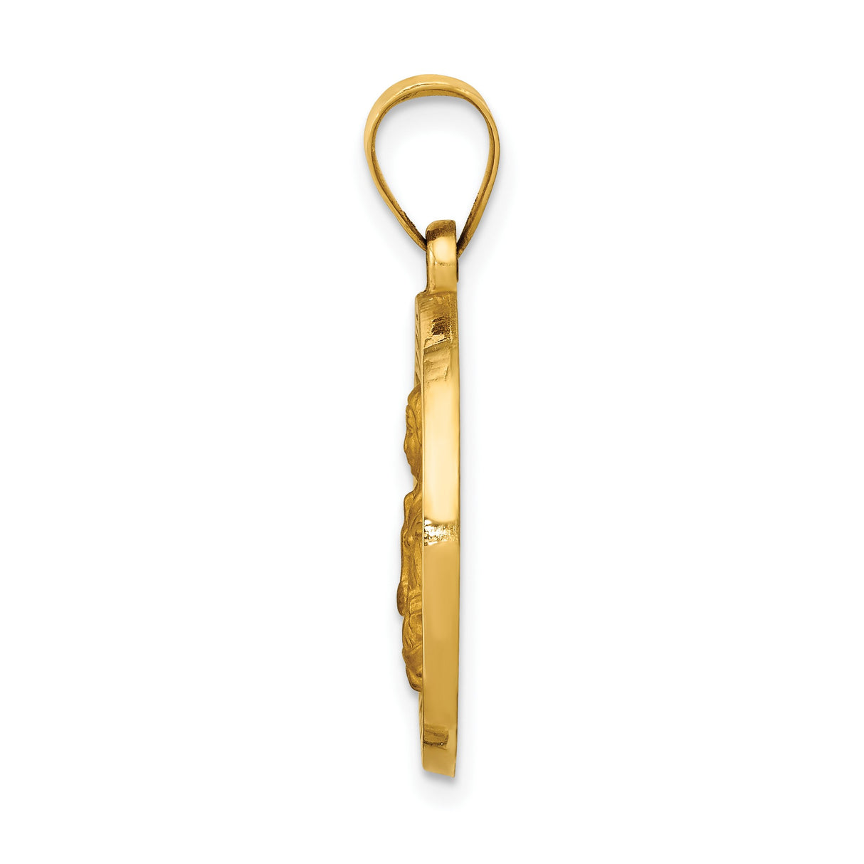 14k Yellow Gold Saint Brigid Medal Pendant with Cross and Flame Religious Symbol