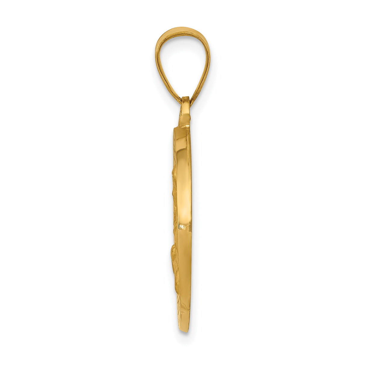 14k Yellow Gold Saint Cecilia Medal Pendant with Pipe Organ and Inscription