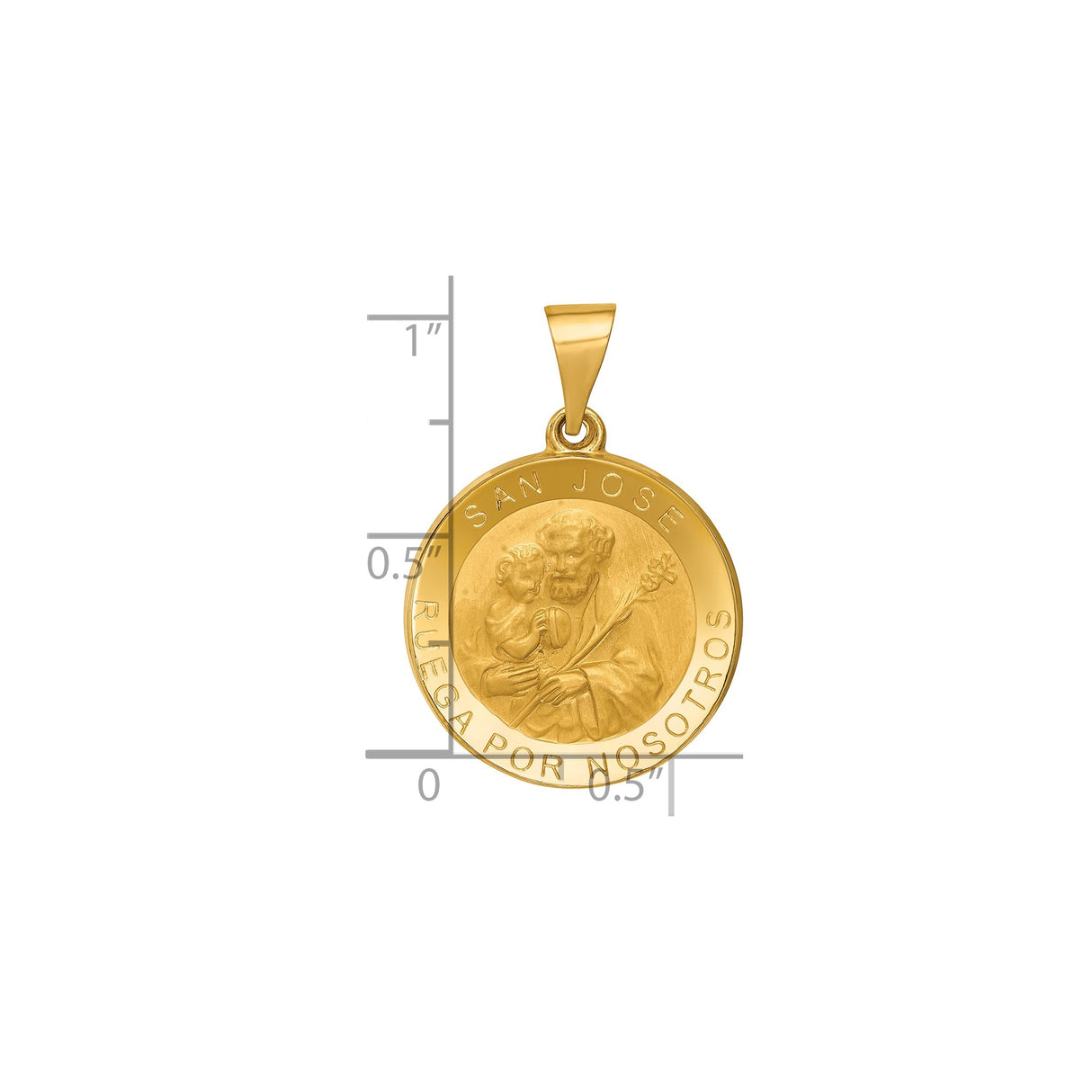 14k Yellow Gold Saint Joseph Medal Pendant, San Jose Ruega Por Nosotros Inscription