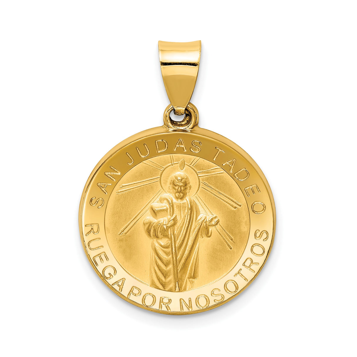 14k Yellow Gold Saint Jude Thaddeus Pendant, San Judas Tadeo Catholic Medal