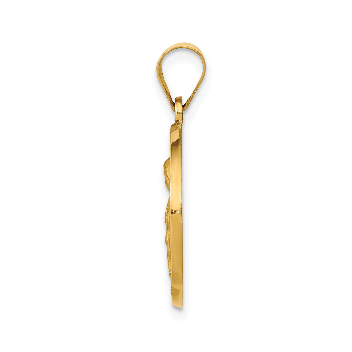 14k Yellow Gold Saint Rita Medal Pendant with Crucifix and Prayer Inscription