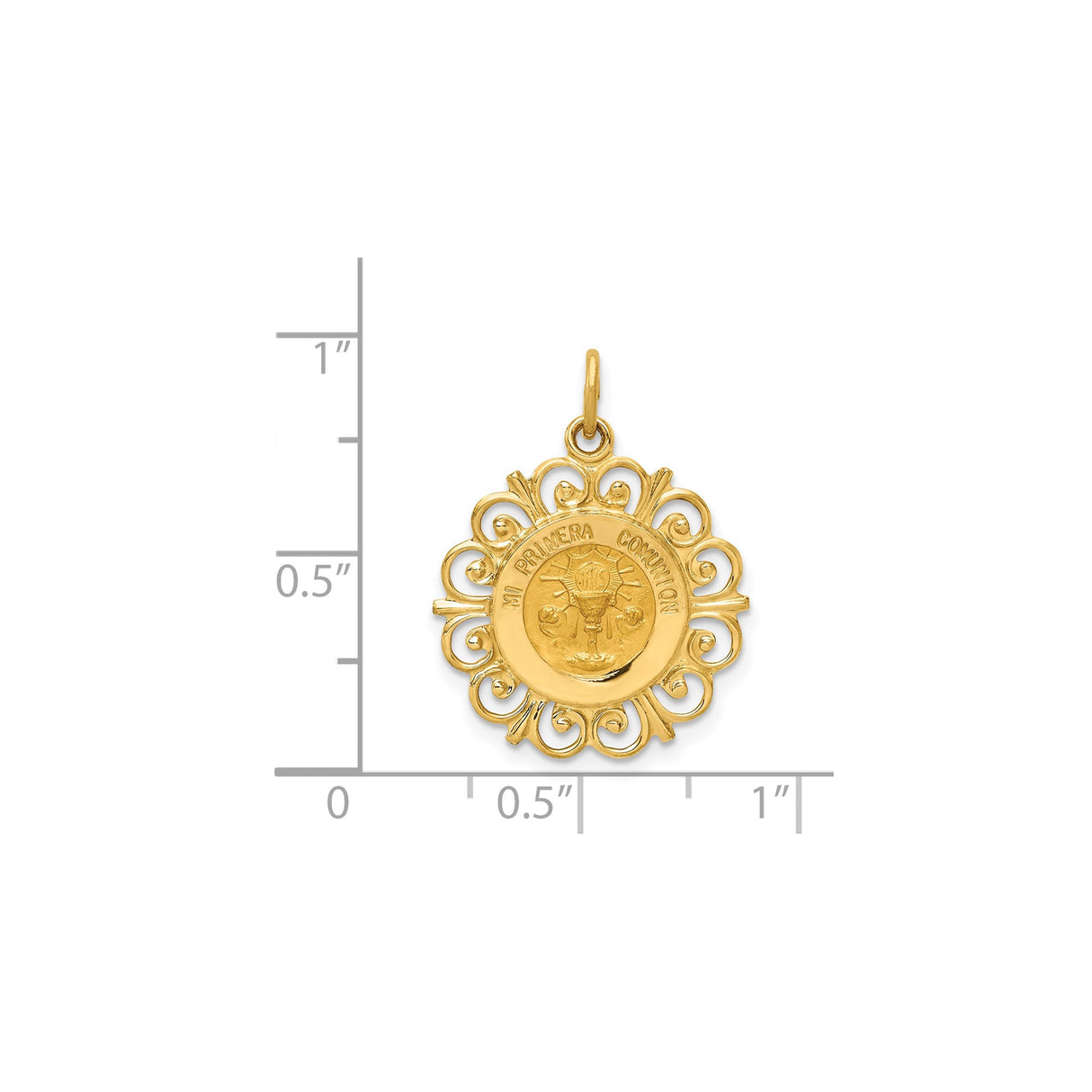 14k Yellow Gold Mi Primera Comunion Pendant with Chalice and IHS Symbol