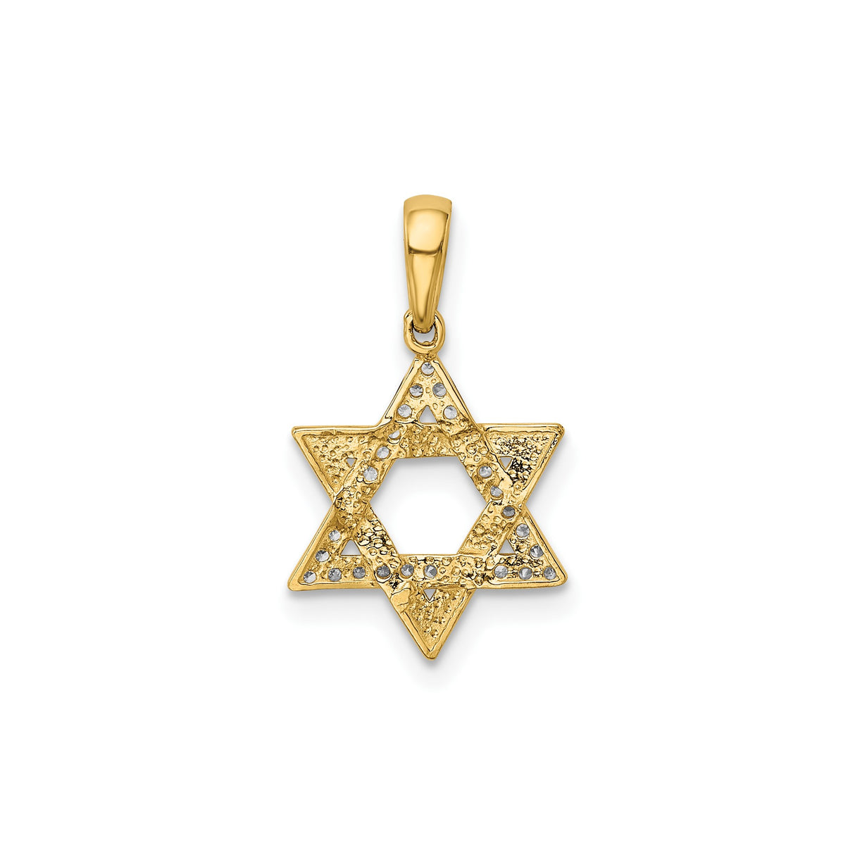 14k Yellow Gold Star of David Pendant with Cubic Zirconia, Unisex Religious Jewelry