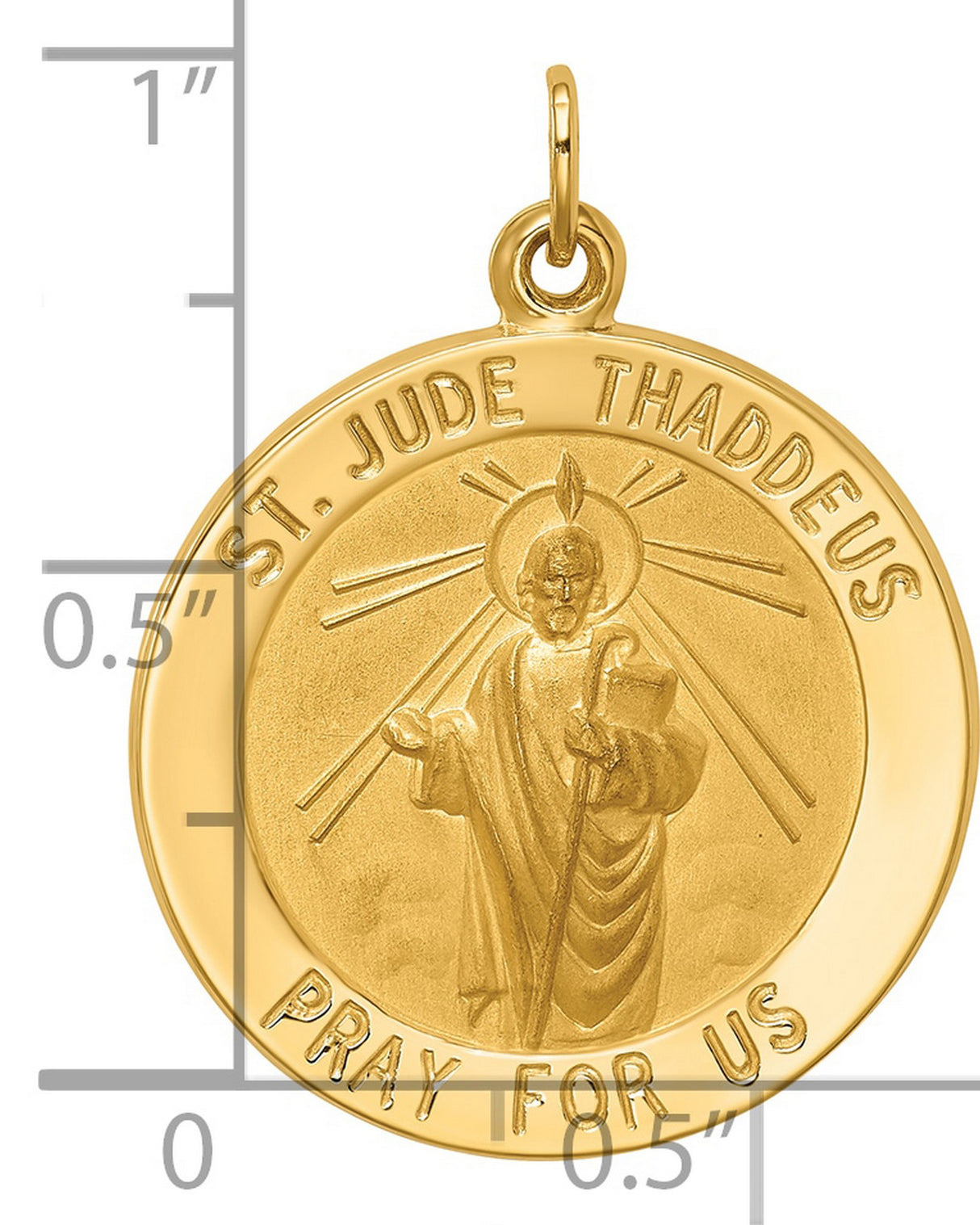 14k Yellow Gold St. Jude Thaddeus Pendant with Radiant Halo, Catholic Medal