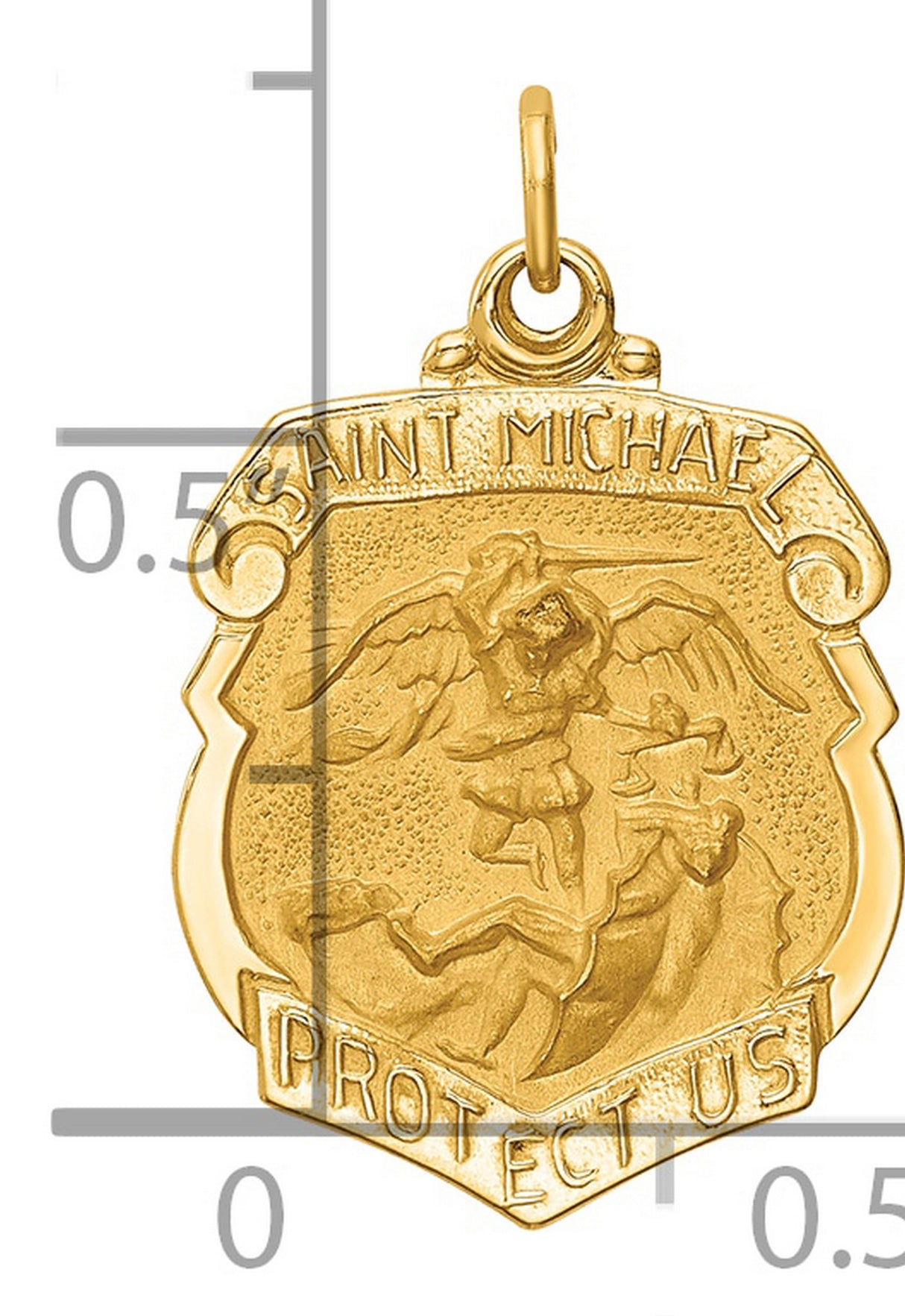 14k Yellow Gold Saint Michael Pendant, Christian Religious Medal for Men and Women
