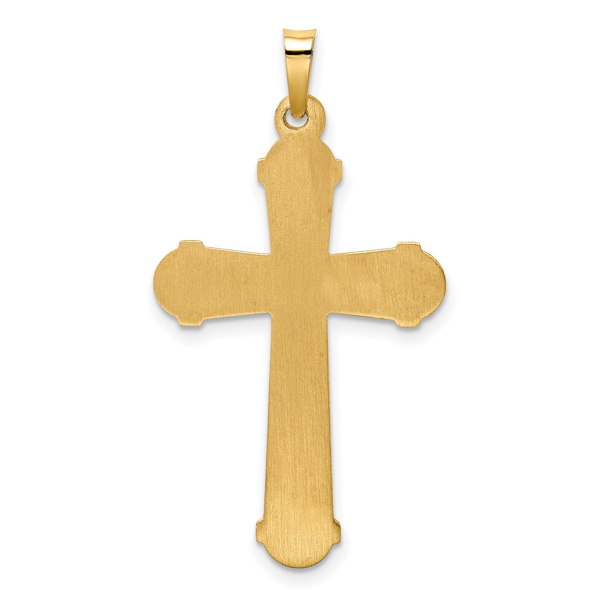 14k Yellow Gold Fluted Cross Pendant with Rounded Edges, Classic Christian Jewelry for Men or Unisex